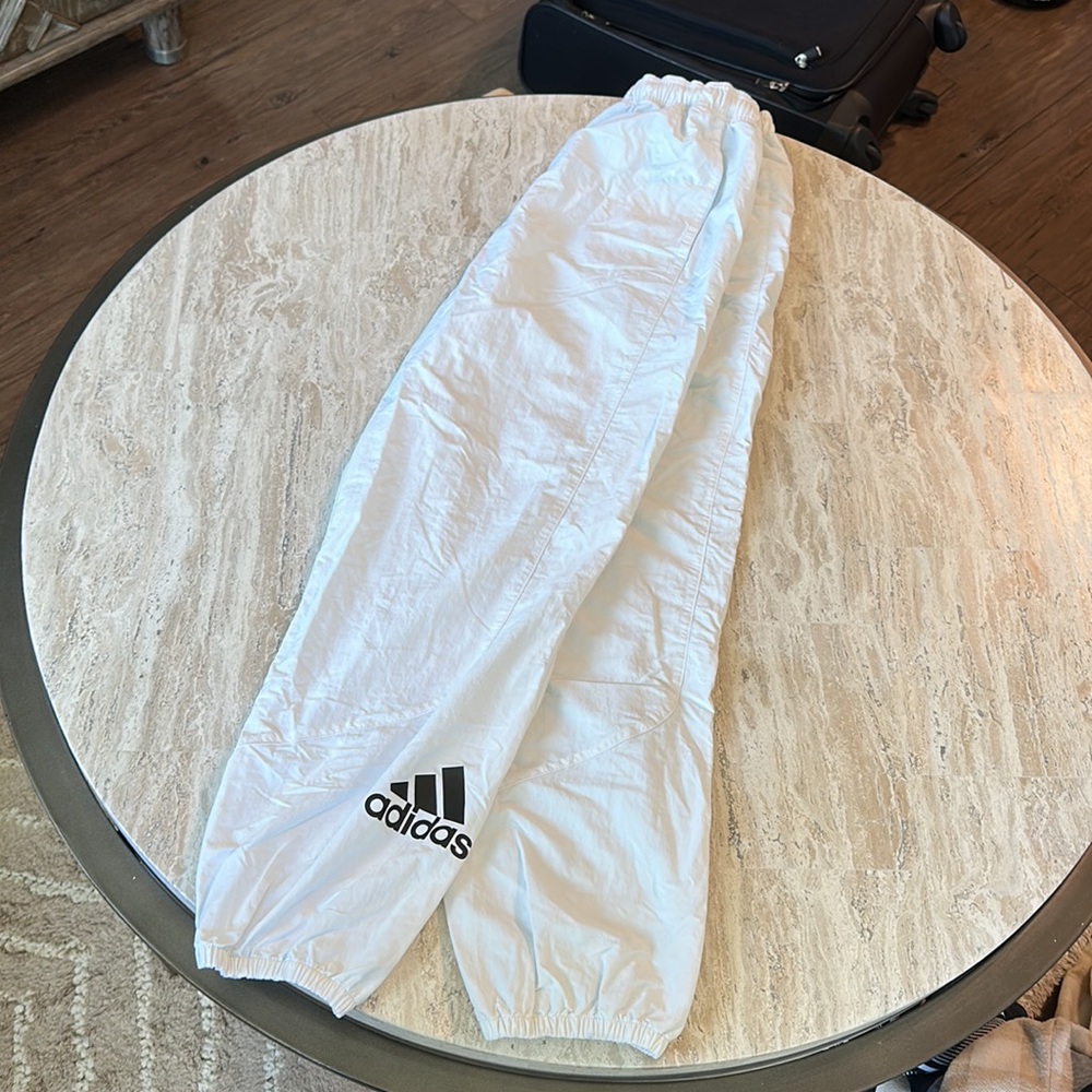 adidas White Track Pants with Black Logo